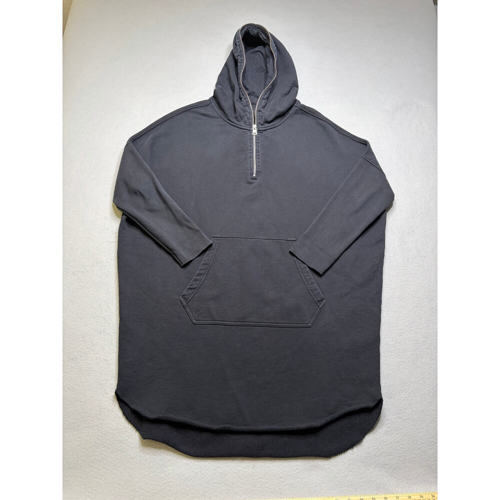 AllSaints Oversized Hoodie Dress Womens Medium Black Quarter Zip Pullover